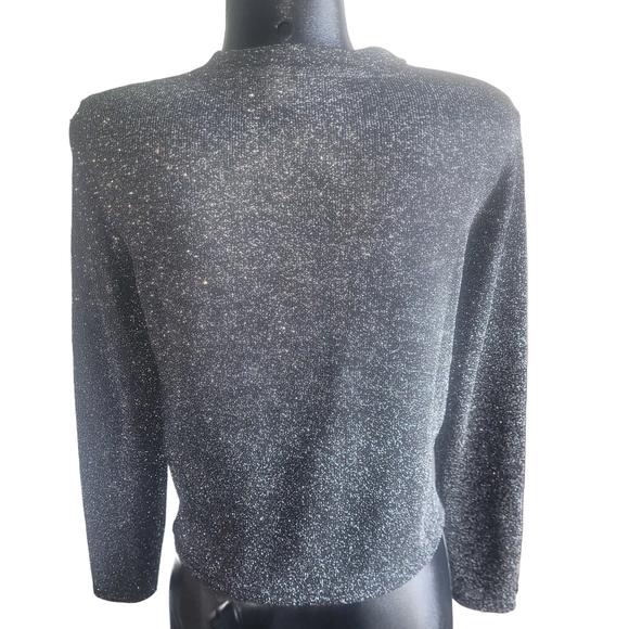 Divided By H&M Black Silver Shimmery Long Sleeve Top XS - Picture 6 of 7